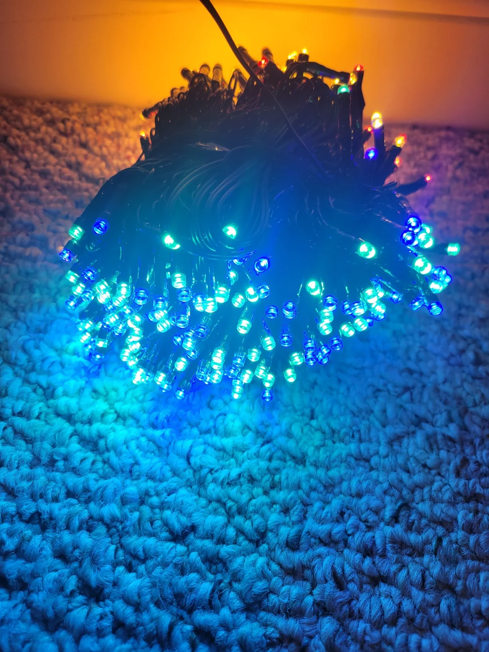 Multicolor & White LED String Lights on Green Wire - Holiday Decor